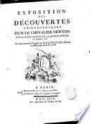Exposition des découvertes philosophiques de m. le chevalier Newton, par m. MacLaurin ... Ouvrage traduit de l'anglois par m. Lavirotte ..