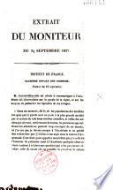 Extrait du Moniteur du 24 septembre 1837. Institut de France. Académie royale des sciences. Séance du 18 septembre. M. Guérin-Méneville est admis à communiquer à l'Académie ses observations sur la pyrale de la vigne, et sur les moyens de préserver les vignobles de ses ravages