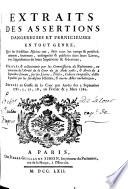 Extraits des assertions dangereuses et pernicieuses en tout genre