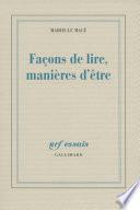 Façons de lire, manières d'être