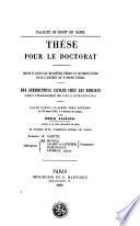 Faculté de droit de Paris : Thèse pour le doctorat