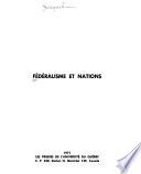 Fédéralisme et nations