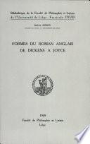 Formes Du Roman Anglais de Dickens a Joyce