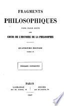 Fragments philosophiques: Philosophie contemporaine
