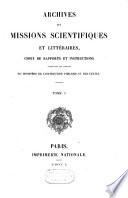 France. Ministère de l'instruction publique et des beaux-arts. Archives des missions scientifiques et littéraires