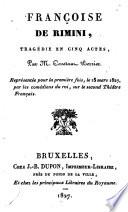 Françoise de Rimini, tragédie en cinq actes
