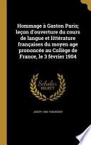FRE-HOMMAGE A GASTON PARIS LEC