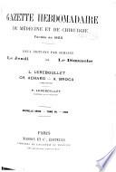 Gazette hebdomadaire de médecine et de chirurgie