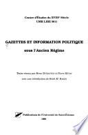 Gazettes et information politique sous l'Ancien Régime