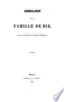 Généalogie de la Famille De Bie