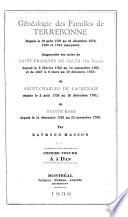 Généalogie des familles de Terebonne despuis le 19 août 1727 au 31 décembre 1872, 1793 et 1794 manquant