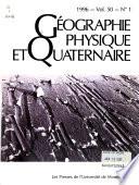 Géographie Physique Et Quaternaire