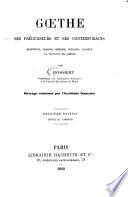 Goethe, ses prećurseurs et ses contemporains