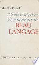 Grammairiens et amateurs de beau langage