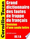 Grand dictionnaire des fautes de frappe du français. Omission d’une seule lettre – III.1 A