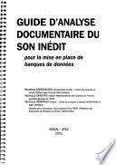 Guide d'analyse documentaire du son inédit