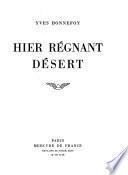 Hier régnant désert