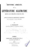 Histoire abrégée de la littérature allemande