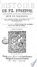 Histoire de Fl. Josephe, sacrificateur hébrieu