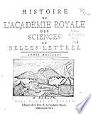 Histoire de l'Académie Royale des Sciences et des Belles Lettres de Berlin