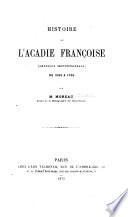 Histoire de l'Acadie françoise (Amérique Septentrionale) de 1598 à 1755