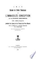 Histoire de l'Ordre Franciscain de l'Immaculée conception (ou des Religieuses Conceptionnistes) en Belgique
