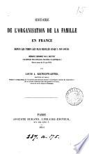 Histoire de l'organisation de la famille en France