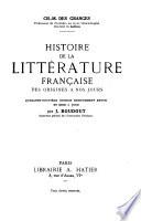 Histoire de la littéture française des origines à nos jours