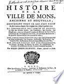 Histoire de la ville de Mons. (etc.)
