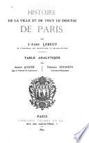 Histoire de la ville et de tout le diocèse de Paris
