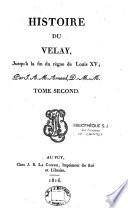 Histoire de Velay jusqu'à la fin du régime de Louis XV