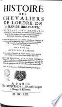 HISTOIRE DES CHEVALIERS DE L'ORDRE DE S. IEAN DE HIERVSALEM