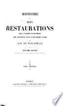 Histoire des deux restaurations jusqu'à l'avènement de Louis-Philippe