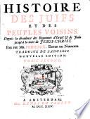 Histoire des Juifs et des peuples voisins ... Traduite de l'Anglois by J. B. Brutel de la Rivière and M. Du Sou