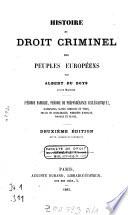 Histoire du droit criminel des peuples européens