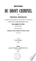 Histoire du droit criminel des peuples modernes