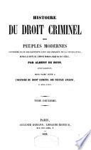 Histoire du droit criminel des peuples modernes