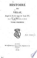 Histoire du Velay jusqu'à la fin du règne de Louis XV