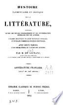 Histoire élémentaire et critique de la littérature
