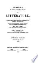Histoire élémentaire et critique de la littérature