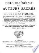 Histoire Generale Des Auteurs Sacrés Et Ecclesiastiques