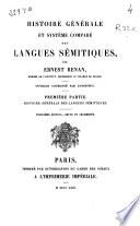 Histoire générale et système comparé des langues sémitiques