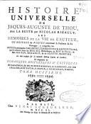 Histoire universelle de Jaques-Auguste de Thou