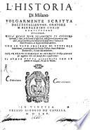Historia continente da l'origine di Milano tutti li gesti