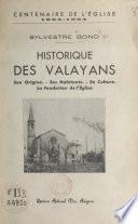 Historique des Valayans (centenaire de l'église, 1854-1954)