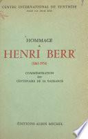 Hommage à Henri Berr