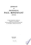 Hommage au professeur Paul Bonenfant. 1899-1965