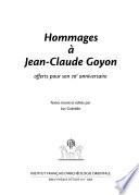 Hommages à Jean-Claude Goyon