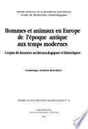 Hommes et animaux en Europe de l'époque antique aux temps modernes