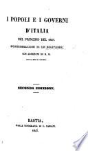 I Popoli e i Governi d'Italia nel principio del 1847; considerazioni di un Solitario, con addizioni di R. B. sino al mese di Ottobre. Seconda edizione